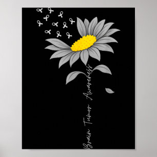 Hirntumor-Bewusstsein Sonnenblume graues Band Gehi Poster