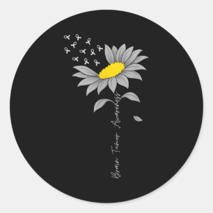 Hirntumor-Bewusstsein Sonnenblume graues Band Gehi Runder Aufkleber