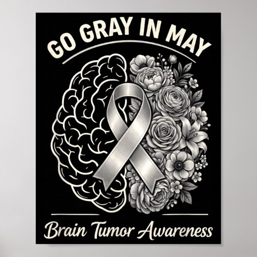 Hirntumor-Bewusstsein trage im Mai grau stark Poster (Vorne)
