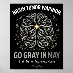 Hirntumor-Bewusstsein tragen Sie im Mai grau Stron Poster