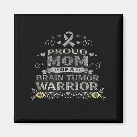 Hirntumor-Bewusstseins-Krieger-Mutter graues Band Magnet (Vorne)