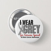 HIRNTUMOR I Abnutzungs-Grau für jemand spezielle Button (Vorne & Hinten)