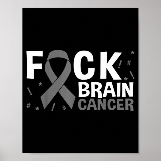 Hirntumor Krebs Graue Schleife Poster (Vorne)
