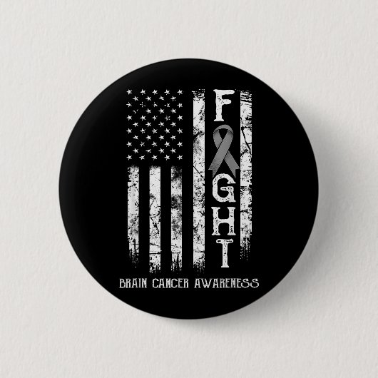 Hirntumor-Krieger US-Flagge Button (Vorderseite)