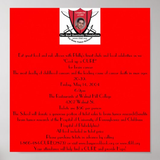 Hirntumor-Nutzen Poster (Vorne)