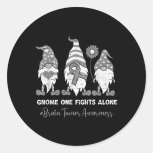 Hirntumorbewusstsein Gnome Hirnkrebs Grau Ribb Runder Aufkleber