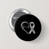 Hirntumorbewusstsein Herz Grau Ribbon Männer Fraue Button (Vorne & Hinten)