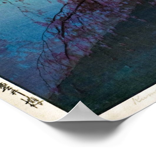 Hiroshi Yoshida Kumoi Cherry Trees Poster (Ecke)