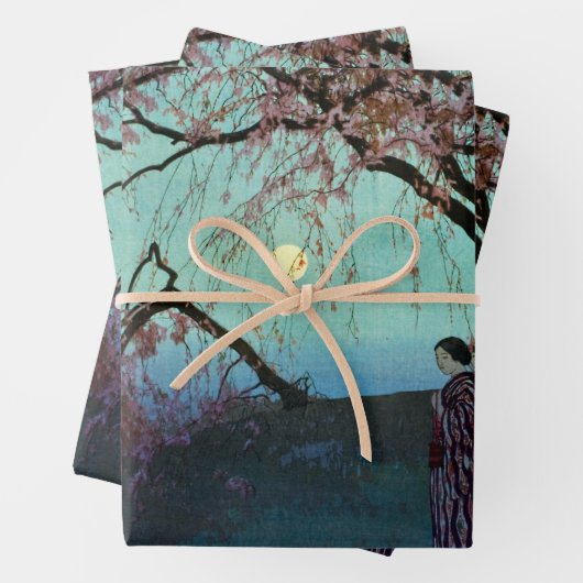 Hiroshi Yoshida Kumoi Cherry Trees Wrapping Paper Geschenkpapier Set (Beispiel)