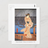 Hiroshige Abend auf der Sumida River Japanische Ku Postkarte (Vorne/Hinten)