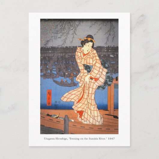 Hiroshige Abend auf der Sumida River Japanische Ku Postkarte (Vorderseite)