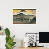 Hiroshige - Abend Aussicht auf den Tempel im Tessi Poster (Heimbüro)