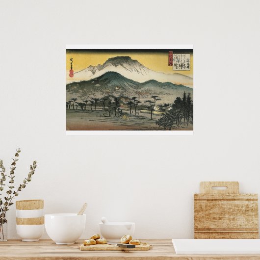 Hiroshige - Abend Aussicht auf den Tempel im Tessi Poster (Küche)