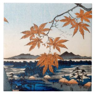 Hiroshige Ahornbäume bei Mama, Tekona-Schrein Fliese