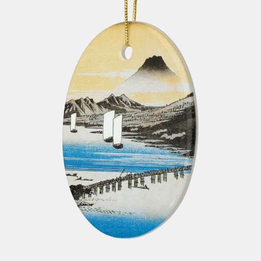 Hiroshige der Fujisan japanisches Keramikornament (Links)