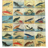 Hiroshige: Ein Schuss japanischer Fischdrucke Duschvorhang (Vorderseite)