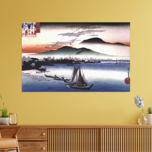 Hiroshige - Fischerboote am See Leinwanddruck (Insitu (Wohnzimmer))