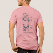 Hiroshige Floral Morning Glory Bird Art Pink Tri-Blend Shirt (Rückseite)