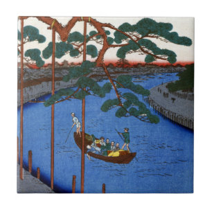 Hiroshige fünf Kiefern, Onagi Kanal Fliese