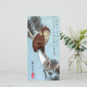 Hiroshige - Horned Owl, Pine und Crescent Moon Dankeskarte (Stehend Vorderseite)