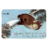 Hiroshige - Horned Owl, Pine und Crescent Moon Magnet (Horizontal)