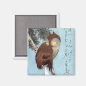 Hiroshige - Horned Owl, Pine und Crescent Moon Magnet (Vorderseite/Rückseite)