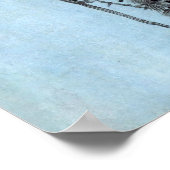 Hiroshige - Horned Owl, Pine und Crescent Moon Poster (Ecke)