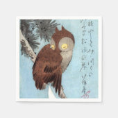 Hiroshige - Horned Owl, Pine und Crescent Moon Serviette (Vorderseite)