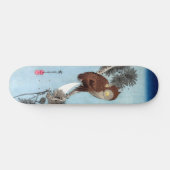 Hiroshige - Horned Owl, Pine und Crescent Moon Skateboard (Horizontal)