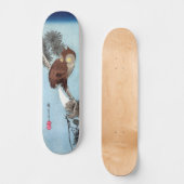 Hiroshige - Horned Owl, Pine und Crescent Moon Skateboard (Vorderseite)