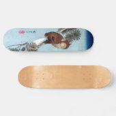 Hiroshige - Horned Owl, Pine und Crescent Moon Skateboard (Horizontal)