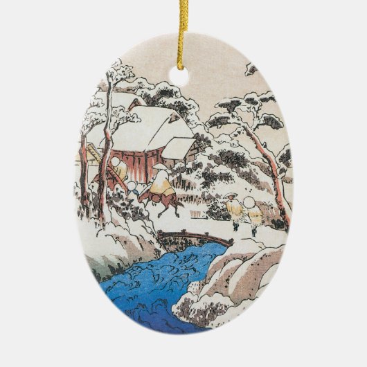 Hiroshige japanisches Kunst-Weihnachten Keramikornament (Vorne)