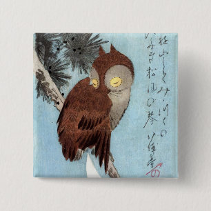 Hiroshige - Ohrenkauz, Kiefer und zunehmender Mond Button