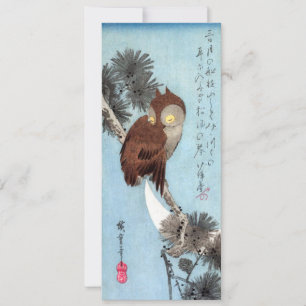 Hiroshige - Ohreule, Kiefer und Halbmond Einladung