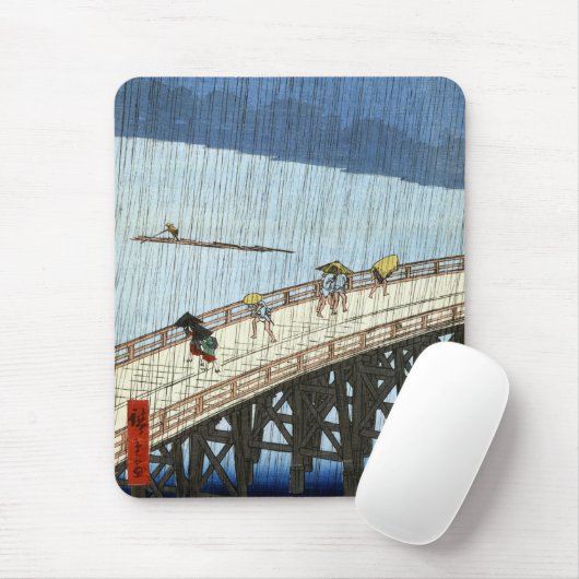 Hiroshige Plötzliche Dusche über Shin-Ōhashi Bridg Mousepad (Mit Mouse)