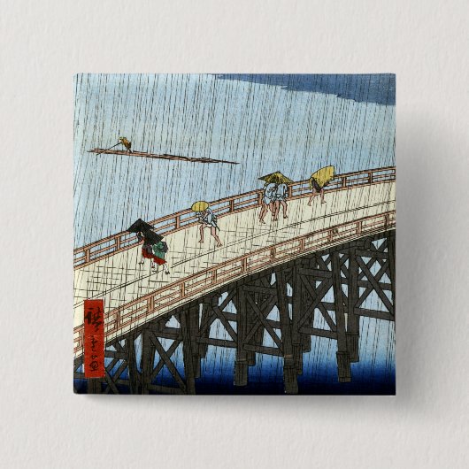 Hiroshige Plötzlicher Regenschauer über der Shin-Ō Button (Vorderseite)