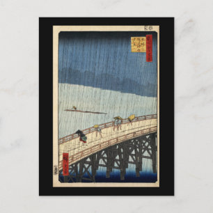 Hiroshige Plötzlicher Regenschauer über der Shin-Ō Postkarte