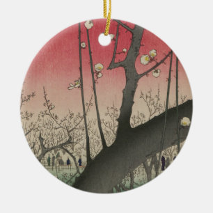 Hiroshige Plum Estate Kameido: Vintage Japanisch Keramik Ornament