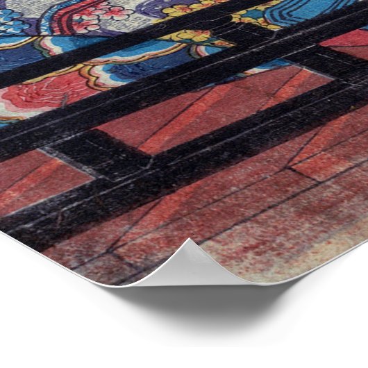 Hiroshige - Rough Seas at Shichiri Beach in Sagami Poster (Ecke)