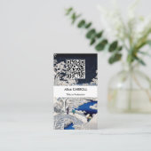 Hiroshige - Trommelbrücke bei Meguro - QR-Code Visitenkarte (Stehend Vorderseite)