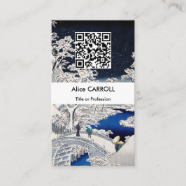 Hiroshige - Trommelbrücke bei Meguro - QR-Code Visitenkarte