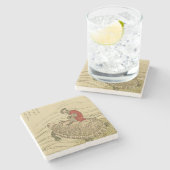 Hiroshige Utagawa - Tortoise mit Affen Steinuntersetzer (Seitenansicht)