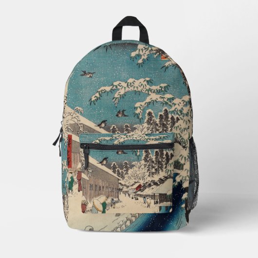 Hiroshige Winterlandschaft Japan Land Bedruckter Rucksack (Vorderseite)