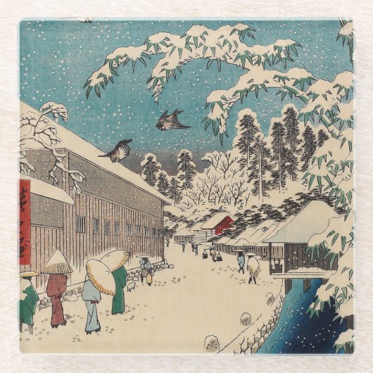 Hiroshige Winterlandschaft Japan Land Glasuntersetzer (Vorderseite)