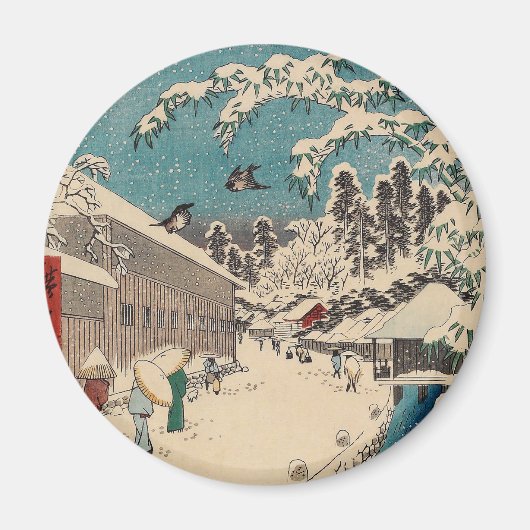 Hiroshige Winterlandschaft Japan Land Magnet (Vorne)