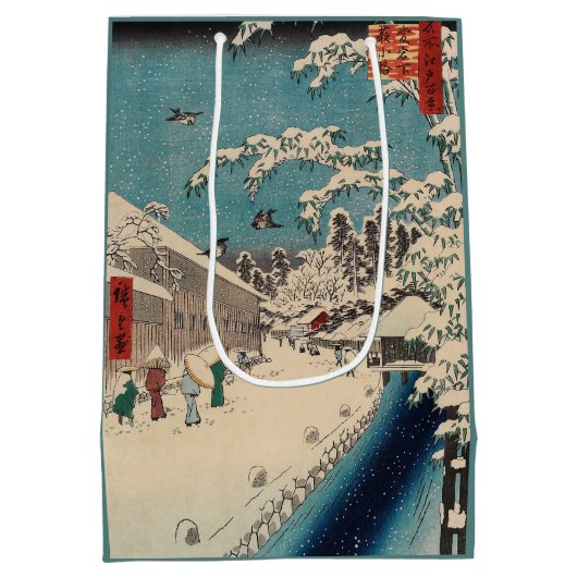 Hiroshige Winterlandschaft Japan Land Mittlere Geschenktüte (Rückseite)