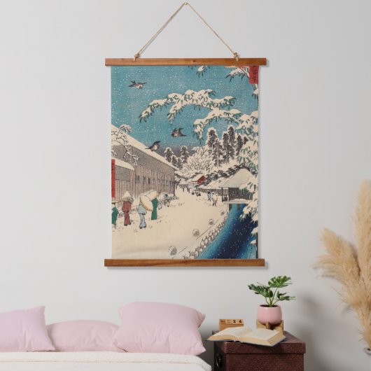 Hiroshige Winterlandschaft Japan Land Wandteppich Mit Holzrahmen (Schlafzimmer)