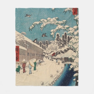 Hiroshige Winterlandschaft Japan Ukiyo-e Antiquitä Fleecedecke