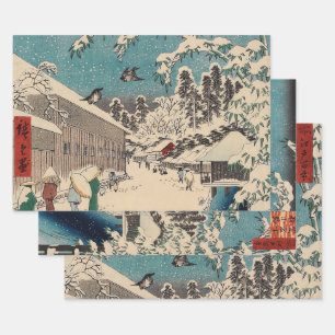 Hiroshige Winterlandschaft Japan Ukiyo-e Antiquitä Geschenkpapier Set