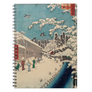 Hiroshige Winterlandschaft Japan Ukiyo-e Antiquitä Notizblock